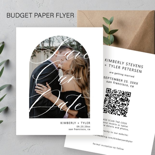 Budget modern photo QR CODE wedding save the date Flyer (Creator Uploaded)