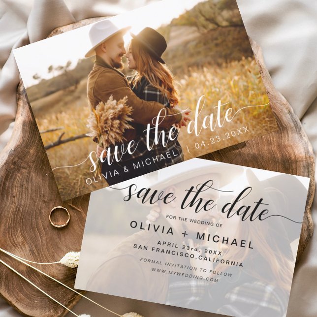 Budget Modern Photo Save the Date Handwritten Flyer (Creator Uploaded)