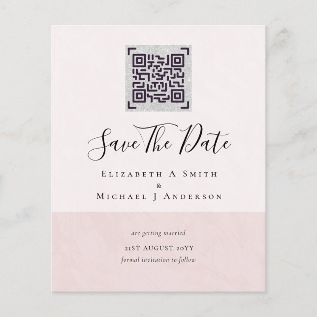BUDGET Modern PHOTO SAVE THE DATE QR CODE RSVP Flyer (Front)