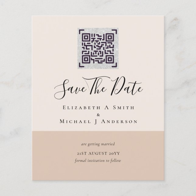BUDGET Modern PHOTO SAVE THE DATE QR CODE RSVP Flyer (Front)