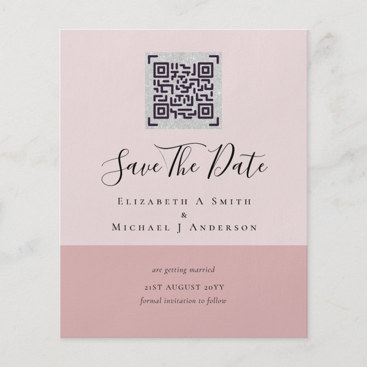 BUDGET Modern PHOTO SAVE THE DATE QR CODE RSVP Flyer Zazzle