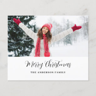 Budget Modern Photo Script Christmas Card  Flyer