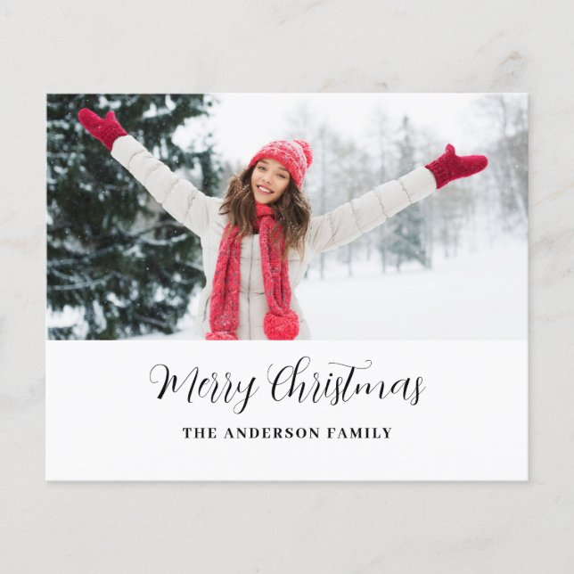 Budget Modern Photo Script Christmas Card  Flyer (Front)