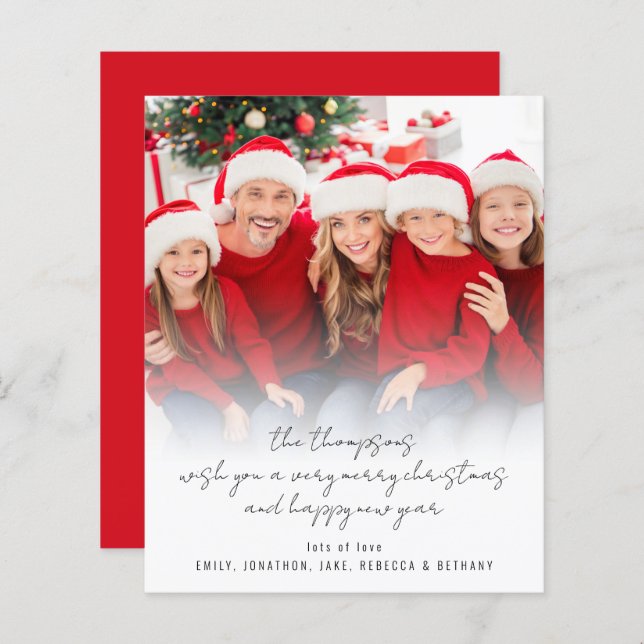 BUDGET Modern Photo Script Merry Christmas  (Front/Back)