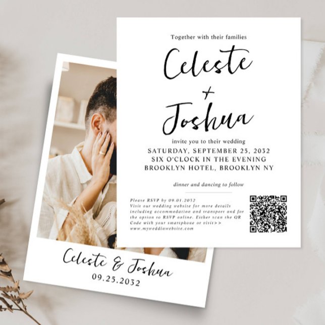 Budget Modern Photo Script Name QR Code Wedding (Creator Uploaded)