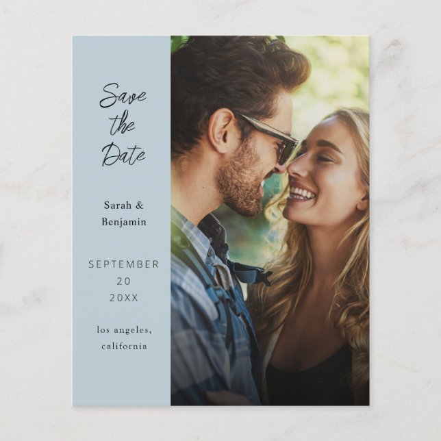 Budget Modern Photo & Side Save the Date - D Blue (Front)