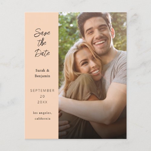 Budget Modern Photo  Side Save the Date _ Peach