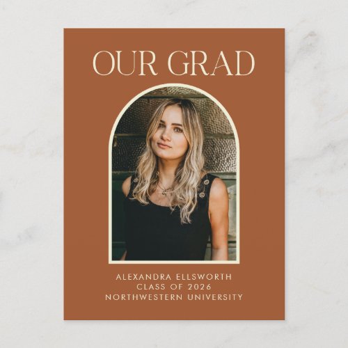 Budget Modern Photo Terracotta Arch Graduation Postcard