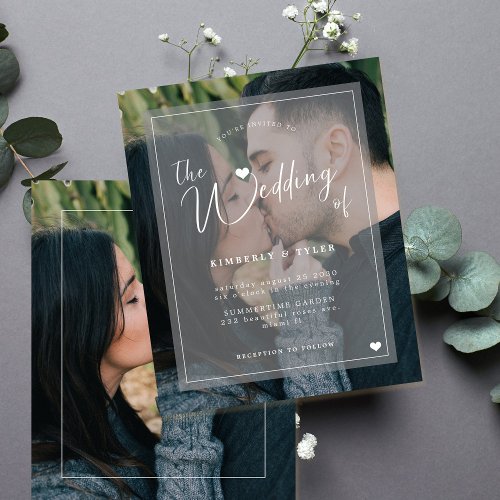 Budget modern photo transparent wedding invitation