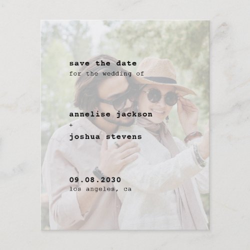 Budget modern photo wedding save the date flyer