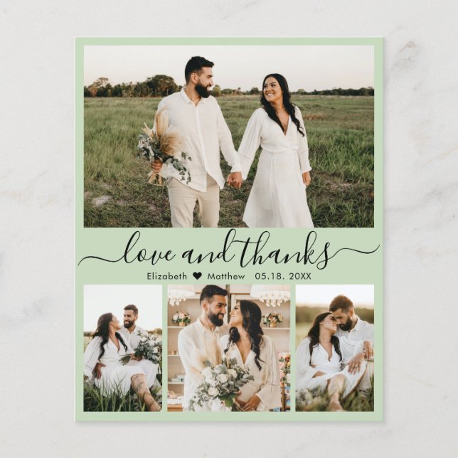 Budget Modern Photo Wedding Thank You Card (Front)