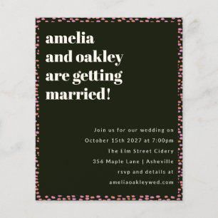 Budget Modern Pink Black Dot Wedding Invitation