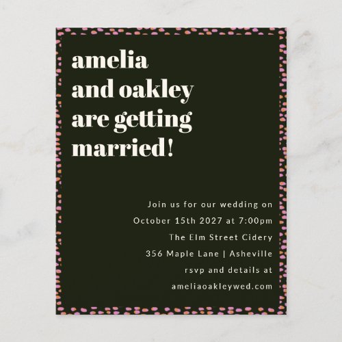 Budget Modern Pink Black Dot Wedding Invitation