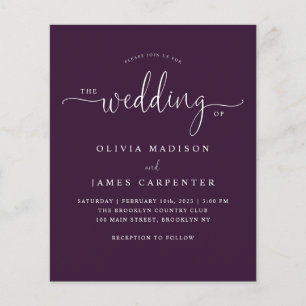 Budget Modern Purple Violet Photo Wedding Invite