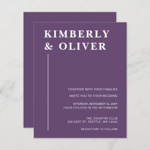 Budget Modern Purple Wedding Invitations