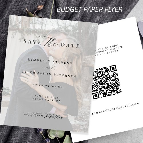 Budget modern QR CODE photo wedding save the date Flyer