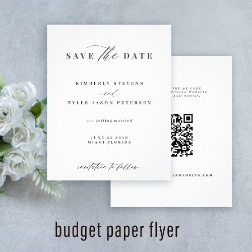 Budget modern QR CODE wedding save the date Flyer