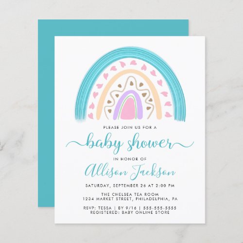 Budget Modern Rainbow Baby Shower Invitation