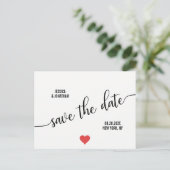 Budget Modern RED Heart Wedding SAVE THE DATE Announcement Postcard (Standing Front)