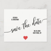 Budget Modern RED Heart Wedding SAVE THE DATE Announcement Postcard (Front)