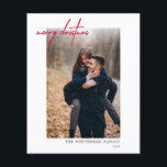 Budget Modern Red Merry Christmas Photo Card Flyer<br><div class="desc">**PLEASE READ BEFORE PURCHASING** • Budget stationery measures 4.5" x 5.6" and fits inside an A6 envelope. You can add white envelopes to your order if they are not already selected. • Each sheet is one invitation - no cutting is required. • The cardstock is bright white with a semi-gloss...</div>