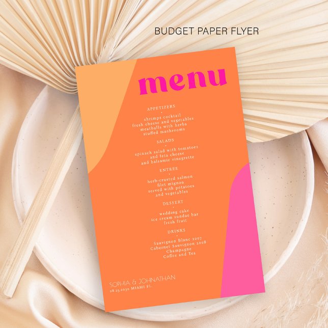 Budget modern retro abstract wedding menu template flyer (Creator Uploaded)