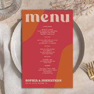 Budget modern retro groovy wedding menu template