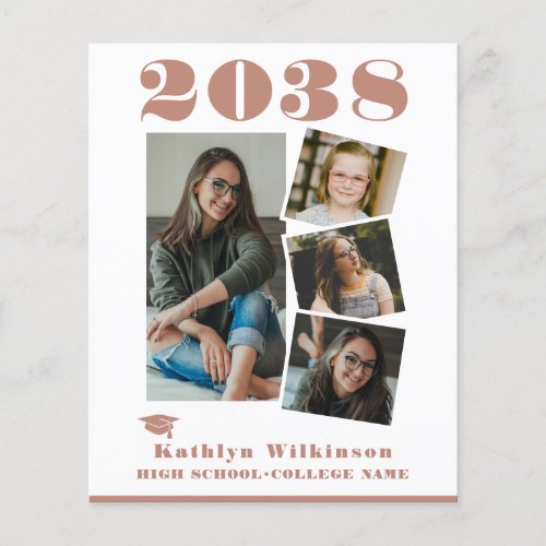 BUDGET Modern Rose Pink 4 Photo Announcement Card