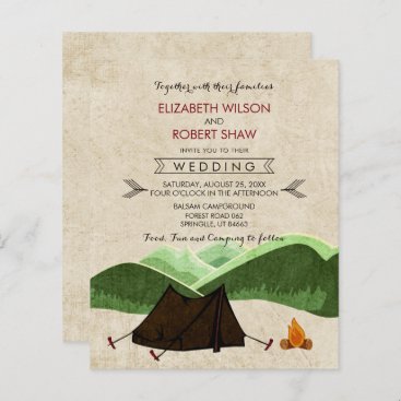 Budget Modern Rustic Camping Wedding Invitations
