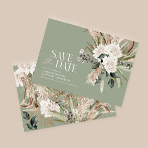 budget Modern rustic pampas save the date Note Card