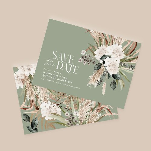 budget Modern rustic pampas save the date Note Card