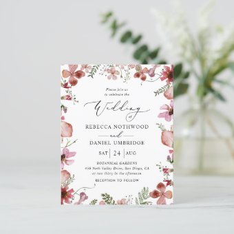 Budget Modern Rustic Pink Wedding Invitation | Zazzle