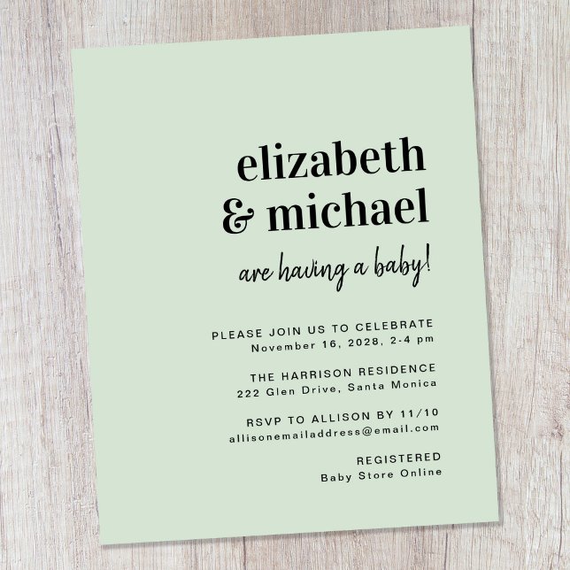 Budget Modern Sage Couples Baby Shower Invitation (Creator Uploaded)