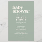 Budget Modern Sage Green Baby Shower Photo Invite (Front)