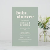 Budget Modern Sage Green Baby Shower Photo Invite (Standing Front)