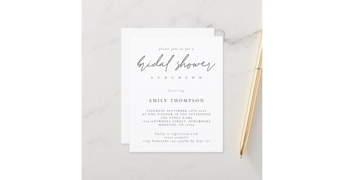 Budget Modern Script Bridal Shower Invitation | Zazzle