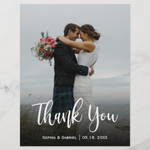 Budget Modern Script Full Photo Wedding Thank You Flyer