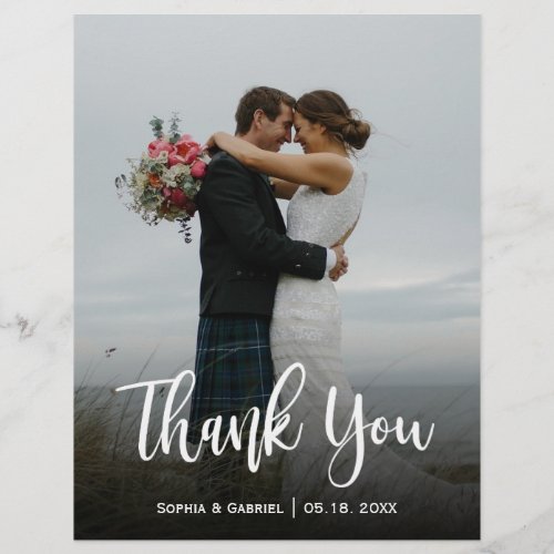 Budget Modern Script Full Photo Wedding Thank You  Flyer