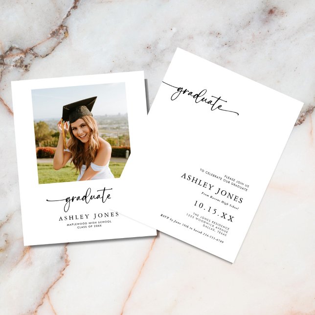 BUDGET Modern Script Graduate Graduation Party Flyer (Creator Uploaded)