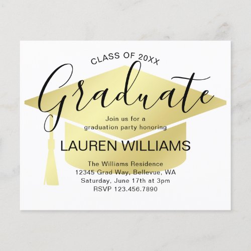 Budget Modern Script Graduation Party Invitation