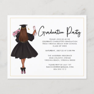 Budget Modern Script Graduation Party Invitation Flyer