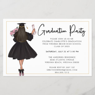 Budget Modern Script Graduation Party Invitation Flyer