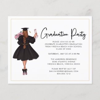 Budget Modern Script Graduation Party Invitation Flyer
