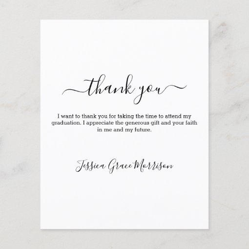 BUDGET Modern Script Graduation Thank You Cards | Zazzle