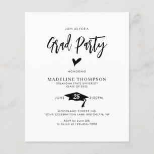 BUDGET Modern Script Heart Grad Party Graduation
