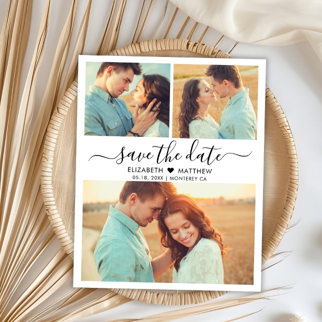 Budget Modern Script Photo Collage Save The Date (Creator Uploaded)