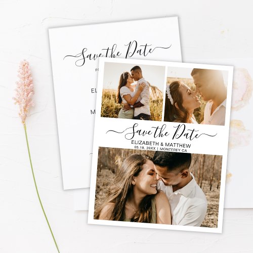 Budget Modern Script Photo Collage Save The Date