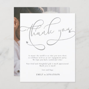 Budget Modern Script Photo Engagement Thank You