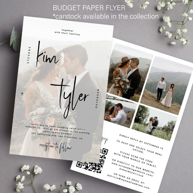 Budget modern script photo QR wedding invitation Flyer (Creator Uploaded)