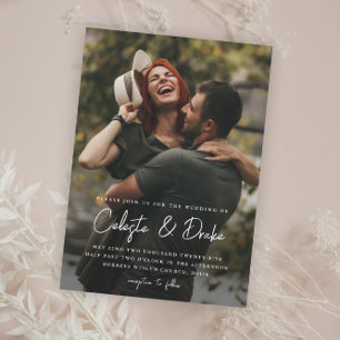 Budget Modern Script Photo Wedding Invitation